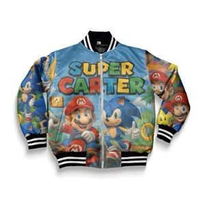 Super Mario Kids Puffer Jacket name carter is not on the jacket- Blue
